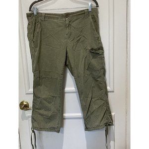 DKNY Jeans Women's Petites Olive Green Tie Bottom Cargo Pants Hiking Siz…